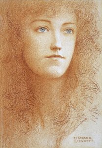 "Portrét mladé anglické ženy"" Sanguine na papíře Fernand Khnopff (1858-1921) Soukromá sbírka kolem roku 1890 od Fernand Khnopff