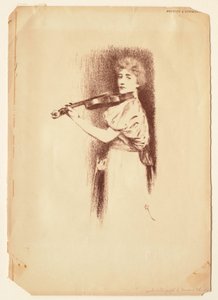 Žena hrající na housle od Fernand Khnopff