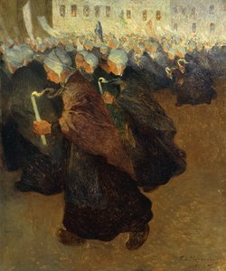 Noční průvod v Bretani; Noční procesí v Bretani, kolem roku 1894 (olej na plátně)