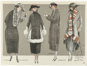 Gazette du Bon Ton, 1920 - č. 7, Croquis Pl XXXIV: Worth / Beer / Worth (název na předmětu)