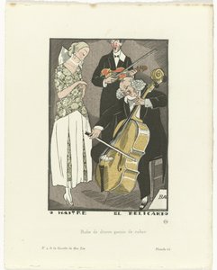 Gazette du Bon Ton, 1920 - č. 9, Pl. 66: O Maitre el Relicario / Večerní šaty zdobené stuhou (název na předmětu)