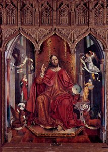 Obraz Krista v lavici od Fernanda Gallega (asi 1440-1507) 15. století Sun. 1,69x1,32 m Madrid, muzeum Prado