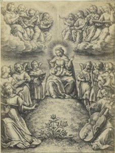 Fotoreprodukce z hlubotisku Le concert des anges door Hieronymus Wierix Koncert andělů od Fierlants