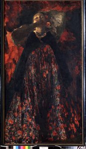 Dívka (A Girl). Selka v kroji. Obraz Filippa Andreeviče Maliavina (Maliavine) (nebo Andrejeviče Malyavina) (1869-1940), olej na plátně
