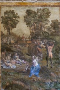 "Harvest", detail z Camerino dei Baccanali (čerstvé) od Filippino (and workshop) Lippi