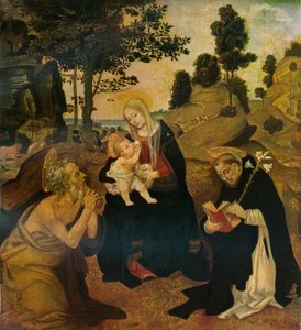 Panna a dítě se svatými Jeronýmem a Dominikem, c1485, 1911 od Filippino Lippi