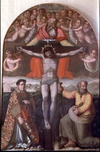 Trojice s SS. Stephen a Philip, centrální panel oltářního obrazu (tempera na panelu) od Filippino Lippi