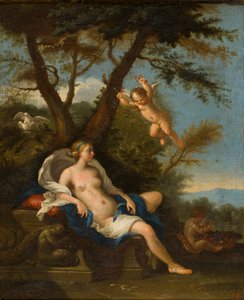 Venuše a Amor, kolem 1643-94 (olej na plátně)