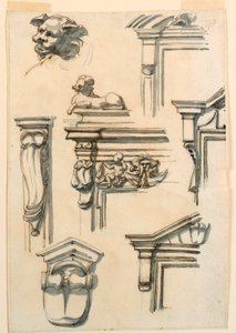 Kresba, architektonické studie, 1750-75 od Filippo Marchionni
