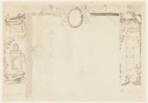 Kresba, Nedokončený návrh pamětního listu k výstavbě papežské továrny (Magazins of Annona), 1760-69 od Filippo Marchionni