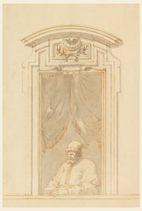 Kresba, Okenní skříň a polovina postavy Turka, 1750-70 od Filippo Marchionni