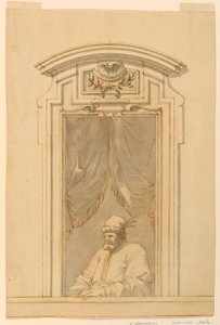 Kresba, Okenní skříň a polovina postavy Turka, 1750-70 od Filippo Marchionni