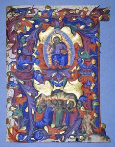Velké historické „A“ s vyobrazením Nanebevstoupení, kolem roku 1450
