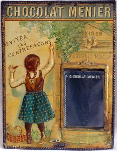 reklamní plaketa čokolády Menier, cca 1900 (smalt) od Firmin (after) Bouisset