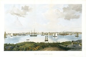 Pohled na Gloucester, Massachusetts, c. 1856 (chromolitograf) od Fitz Henry (attr.to) Lane