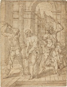 Bičování Krista od Flemish 17th Century after Hendrik de Clerck