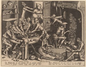 Tenká kuchyně od Flemish 17th Century, after Pieter van der Heyden, after Pieter Bruegel the Elder