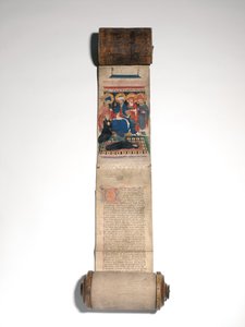 Kniha mrtvých z opatství Saint Bavo (pergamen a kůže) od Flemish School