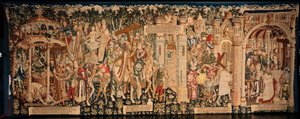 Katedrála (La Seo, Catedral del Salvador de Zaragoza). Muzeum gobelínů. Vlámský gobelín. Legenda o svatém kříži (La leyenda de la Santa Cruz). Ca. 1450. 430x1120cm. od Flemish School