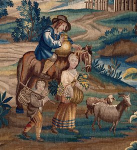 Vlámský gobelín. Konec 17. století. Majetek kostela Sint-Walburgakerk Oudenaarde (Dekenij van de Sint-Walburga). od Flemish School