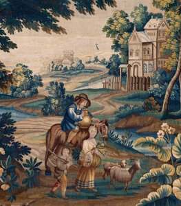 Vlámský gobelín. Konec 17. století. Majetek kostela Sint-Walburgakerk Oudenaarde (Dekenij van de Sint-Walburga). od Flemish School