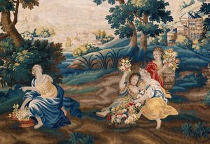 Vlámský gobelín. Konec 17. století. Majetek kostela Sint-Walburgakerk Oudenaarde (Dekenij van de Sint-Walburga). od Flemish School