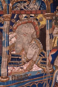Vlámský gobelín. Průjezd Rudým mořem (Paso del Mar Rojo). Cca 1490. Detail. od Flemish School
