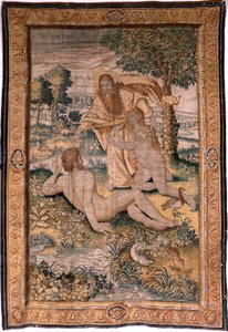 Vlámský gobelín. Seriál Genesis aneb The Creation Man. Bůh vytváří ženu a představuje ji Adamovi (Dios crea a la mujer y la presenta a Adán). Model založený na Michiel Coxcie. Výroba Jan Aerst v Bruselu. Cca 1630. Látka Hedvábí a vlna. od Flemish School