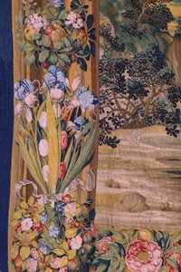 Vlámský gobelín. Seriál Apokalypsa: Svatý Michael porazil draka. Ateliér Willem Dermoyen, Brusel. Přibližně 1553-1555. Detail. od Flemish School