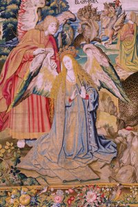 Vlámský gobelín. Seriál Apokalypsa: Svatý Michael porazil draka. Ateliér Willem Dermoyen, Brusel. Přibližně 1553-1555. Detail. od Flemish School