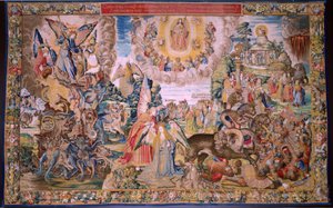 Vlámský gobelín. Seriál Apokalypsa: Svatý Michael porazil draka. Ateliér Willem Dermoyen, Brusel. Přibližně 1553-1555. od Flemish School