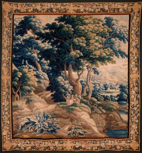Vlámský gobelín. Tak zvaný Verdure. Ateliér Oudenaarde. Rozměry 332 x 318 cm. Inv 00021. 17. stol. od Flemish School