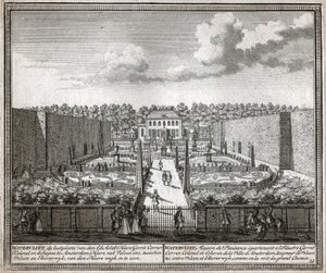Francouzská zahrada. (rytina od Flemish School