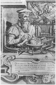 Gerard Mercator (1512-94) vyrytý pro zařazení do série atlasů Mercator and Hondius od Flemish School