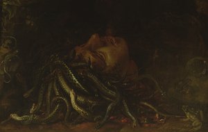 Hlava Medúzy (olej na panelu) od Flemish School