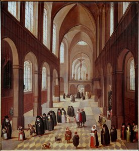 Vnitřní pohled na kostel Obraz vlámské školy 17. století Madrid, Musee Lazaro Galdiano od Flemish School