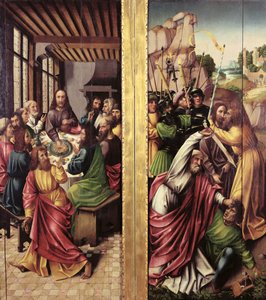Jidášův polibek a poslední večeře, kolem roku 1500 od Flemish School