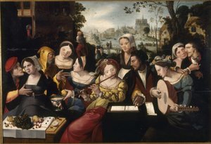Marnotratný syn mezi kurtizánami, asi 1530 (olej na dřevě) od Flemish School