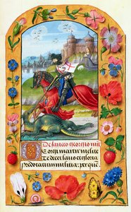 MS 1058-1975 f.173r St. George and the Dragon, z Knihy hodin, pravděpodobně Bruggy, kolem 1500-05 od Flemish School