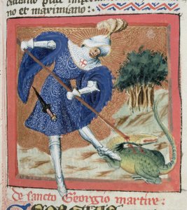 Paní Gen IIII f.81r St George and the Dragon, ze Zlaté legendy od Jacobuse de Voragine (asi 1228-98) od Flemish School