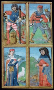 Paní Hunter 9 f.6r Knights and Noblemen, z De Medina Fen I. II, od Avicenna (980-1037) od Flemish School