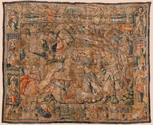 Farní muzeum tapisérií (Pastrana Parish Museum of Tapestries). Vlámský gobelín. Boj mezi Alexandrem a Dariem a Ipso (bitva mezi Alexandrem a Dariem u Ipso). Brusel. Vlna a hedvábí. 16. století. Rozměr 510 x 419 cm. od Flemish School