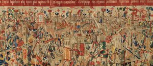 Farní muzeum tapisérií (Parish Museum of Pastrana Tapestries). Vlámský gobelín. Take of Asilah (Take of Asilah, Assault on Asilah, De inname van Arzila). Seriál Dobytí portugalského krále Alfonse I. Tournai. od Flemish School