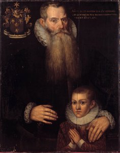 Portrét Charlese de Conde (1535-1602) a jeho syna Jana v roce 1592 Malba vlámské školy 17. století. Rozměr 0,81 x 0,64 m. Versailles, Musee des chateaux de Versailles et Trianon od Flemish School