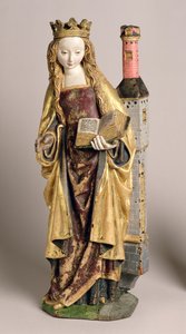 St. Barbara, School of Mechelen, cca 1500 (polychromované a zlacené dubové dřevo)