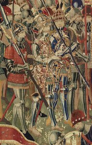 Tapiserie zobrazující dobytí krále Alfonsa V. Portugalska (Conquistas de Alfonso V de Portugal), Tournai. Detail. (Vlna a hedvábí) od Flemish School