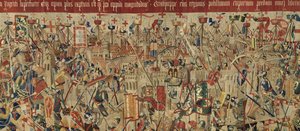 Tapiserie zobrazující dobytí krále Alfonsa V. Portugalska (Conquistas de Alfonso V de Portugal), Tournai. Detail. (Vlna a hedvábí) od Flemish School
