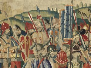 Tapiserie zobrazující dobytí portugalského krále Alfonse V od Flemish School
