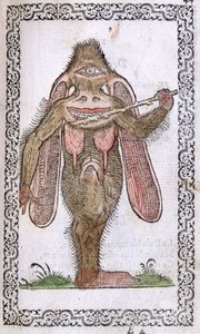Kyklopové, ilustrace z knihy Zvyky a portréty téměř všech národů a současných národů od Jeana Sluperjiho, Antverpy, 1572 (barevný dřevoryt) od Flemish School