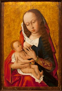 Panna a dítě - Obraz vlámského mistra, olej na dřevě, ca. 1475-1500 (Panna a dítě, neznámý nizozemský mistr, olej na panelu, cca 1475-1500) - Muzeum starověkého umění v Lisabonu (Portugalsko) od Flemish School